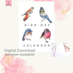 Birds Birthday Calendar, Eternity, aquarel, watercolor, clipboard, fathersday