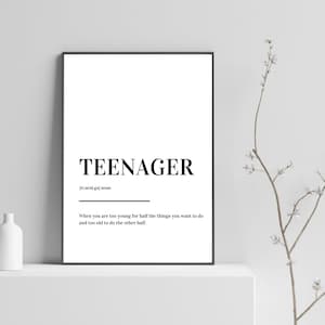 Teenager Definition Print Poster