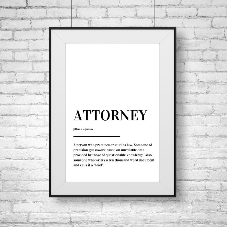 Attorney Definition Print Poster Etsy