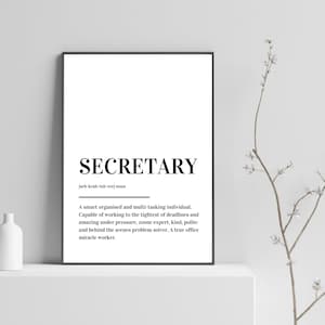 Secretary Definition Print Poster