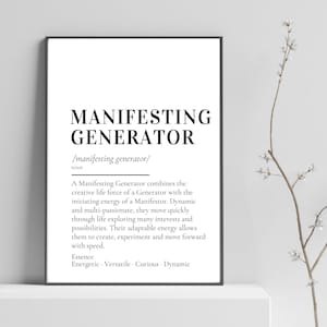Manifesting Generator Human Design Definition Print | Energy Type Meaning | Spiritual Wall Art | Minimalist Printable Poster