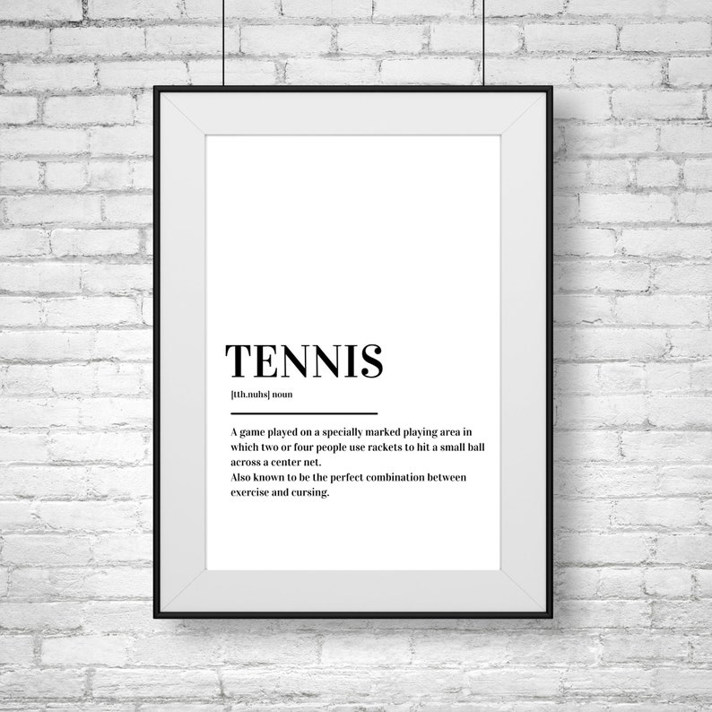 Tennis Definition Print Poster Etsy
