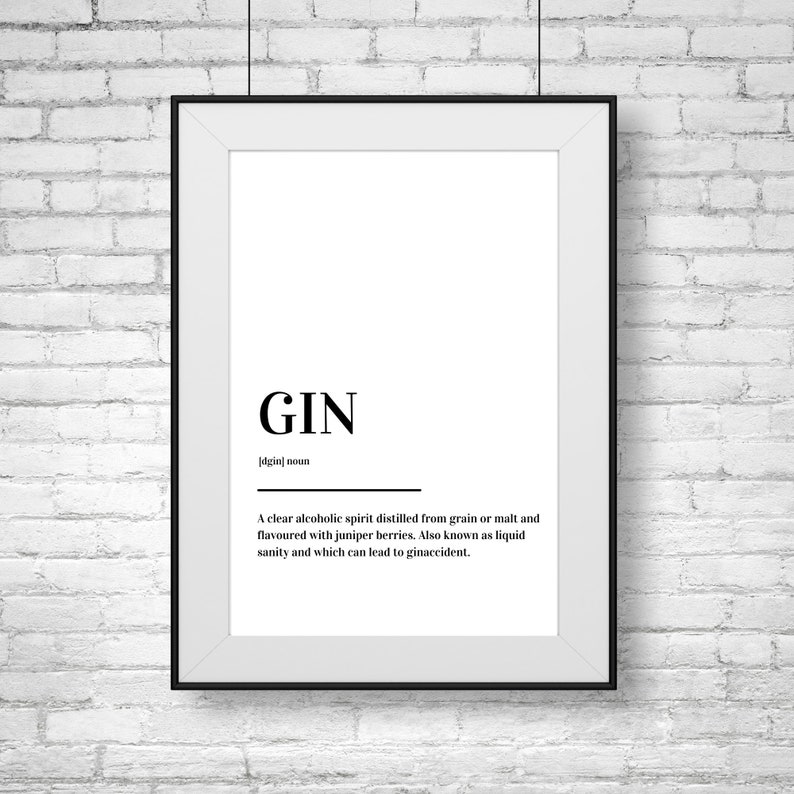 Gin Definition Print Poster Etsy Canada