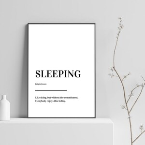 Sleeping Definition Print Poster
