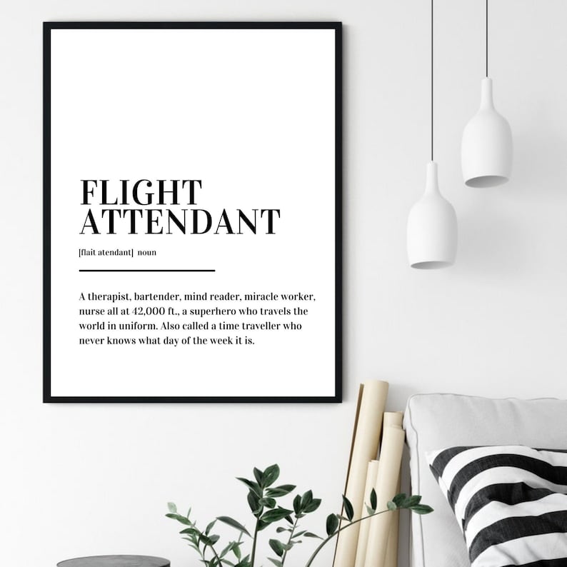 Flight Attendant Definition Print Poster Etsy