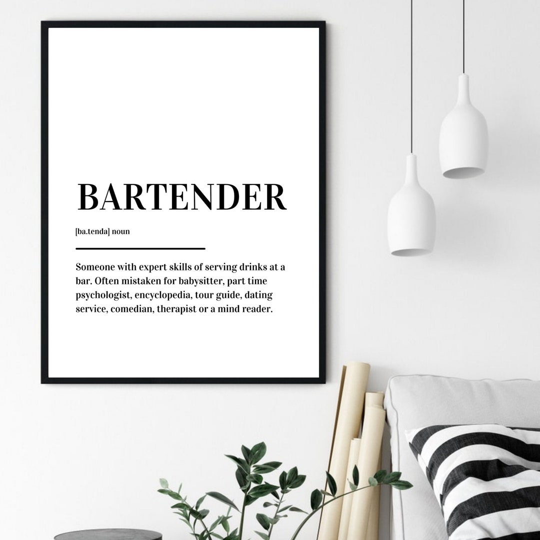 Bartender Definition Print Poster Etsy