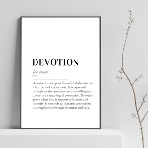 Devotion Meaning Wall Art | Spiritual Definition Print | Soul Connection Poster | Minimalist Printable Decor