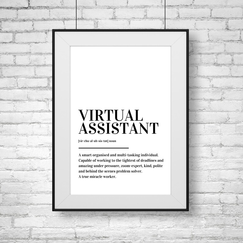 Virtual Assistant Definition Print Poster Etsy