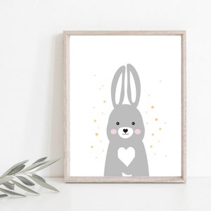 Bunny Print, Nursery Print, Woodland Animals Printable, Baby Shower Gift, Boy, Girl, Digital Download