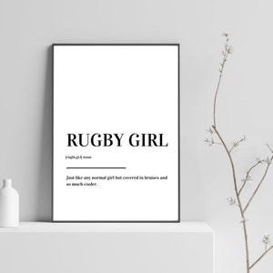Pôster de impressão de definição de garota de rugby