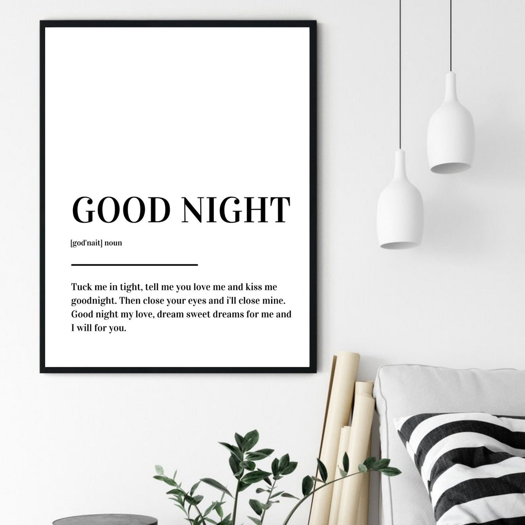 Good Night Definition Print Poster Etsy