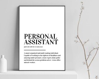 Secretary Definition Poster, Administrative Assistant Coworker Wall Art ...