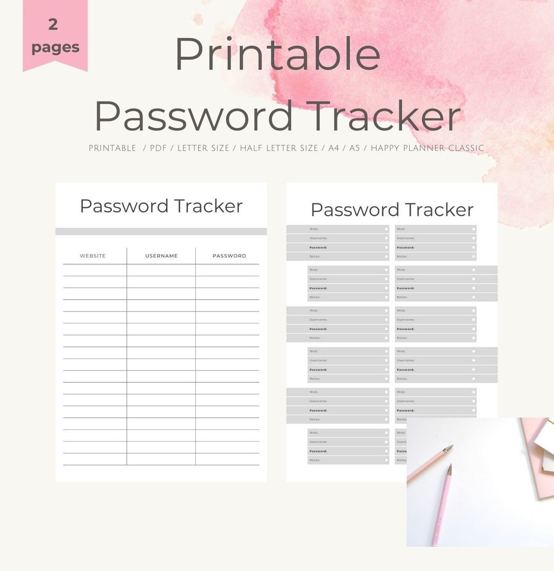 Password Tracker Log Password Organizer Password Keeper Password List ...