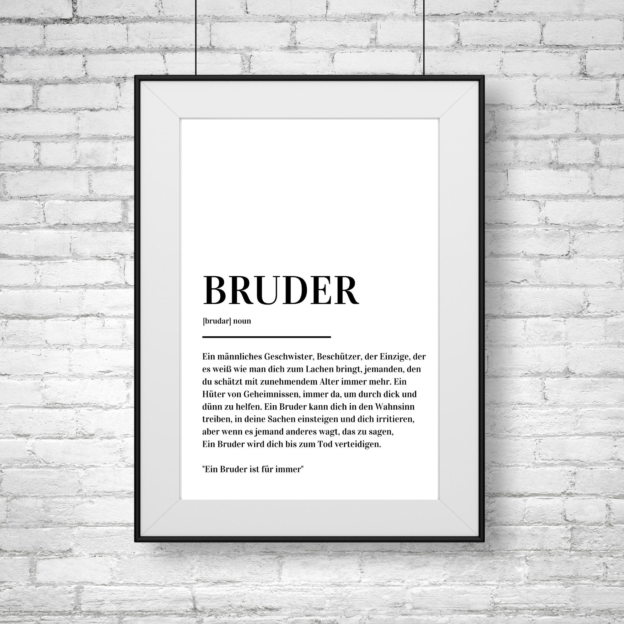 Bruder Definition Print Poster DE Etsy