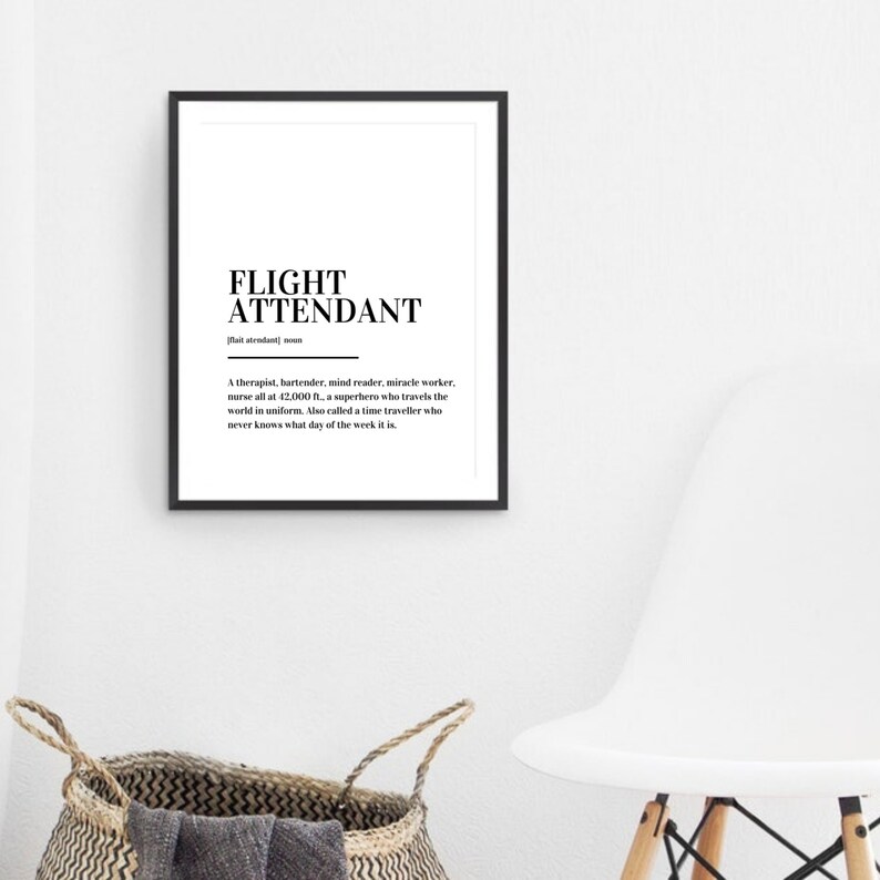 Flight Attendant Definition Print Poster Etsy
