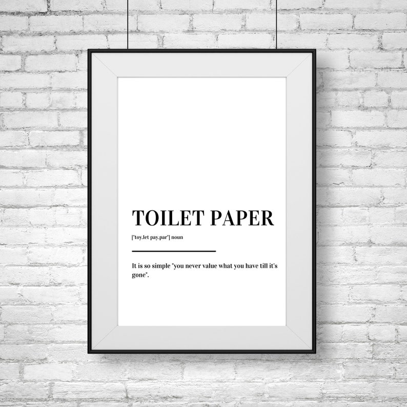 Toilet Paper Definition Print Poster Etsy