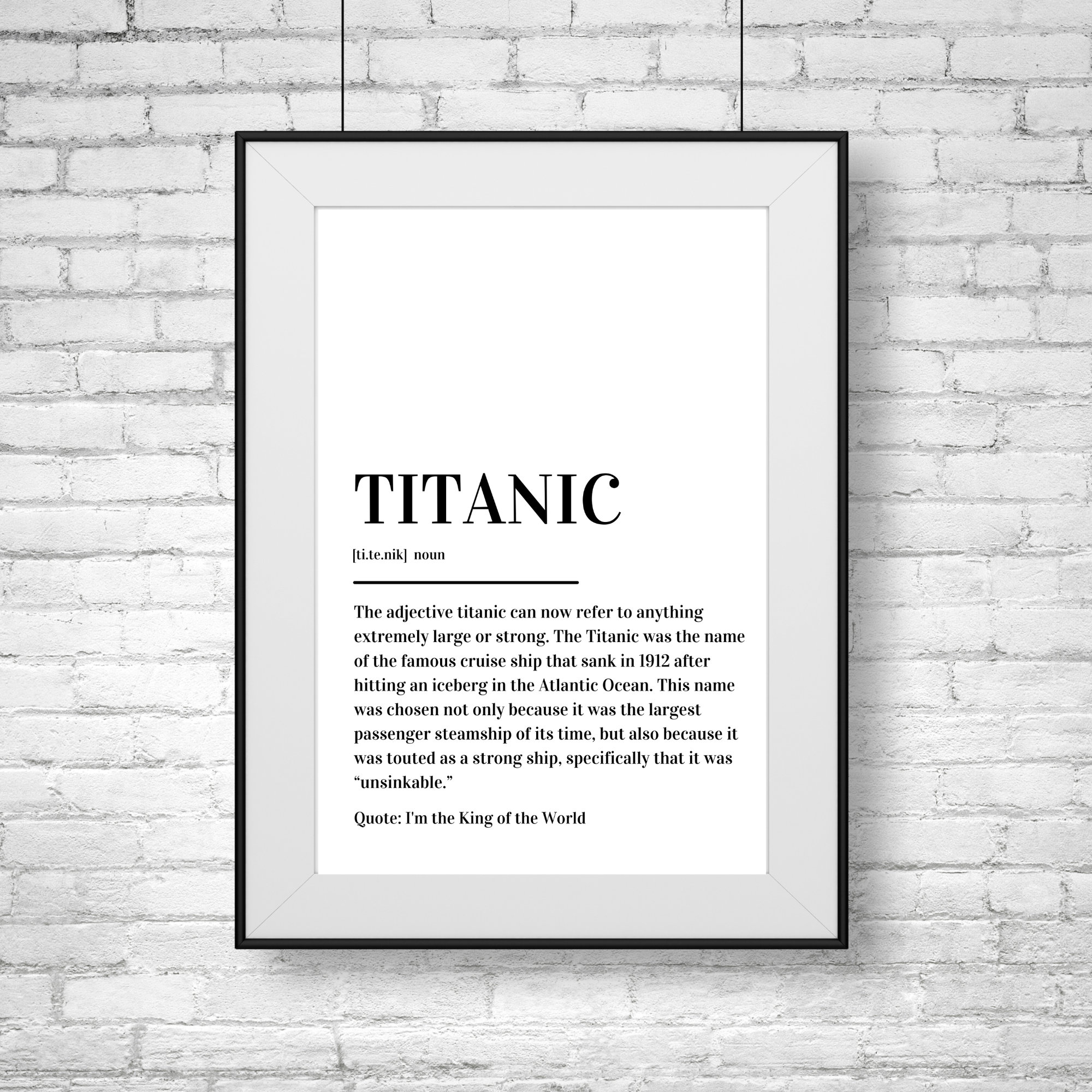 Titanic Definition Print Poster - Etsy UK