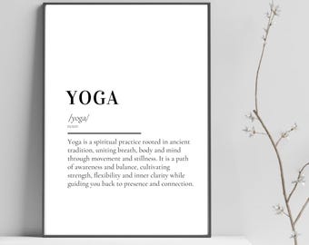 Yoga Definition Print | Yoga Wall Art | Meditation Room Decor | Mindfulness Printable