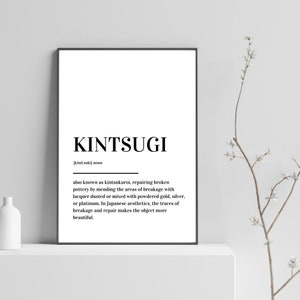 Kintsugi Definition Print, Kintsukuroi Definition Poster