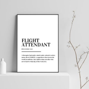 Flight Attendant Definition Print Poster