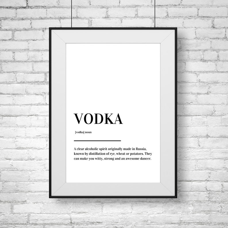 Vodka Definition Print Poster Etsy