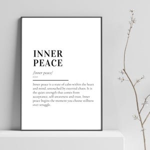 Definition av inre frid | Väggkonst medveten uppmärksamhet | Meditation | Andlig utskrivbar