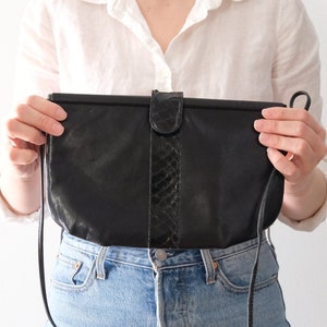 Black Leather Vintage Purse/Bag, Vintage Leather Crossbody Bag