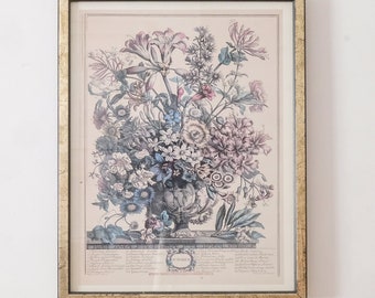 Vintage Robert Furber 12 Months of Flowers Art, Vintage Floral Art, Framed Floral Art, Cottage Floral Art, Botanical Art