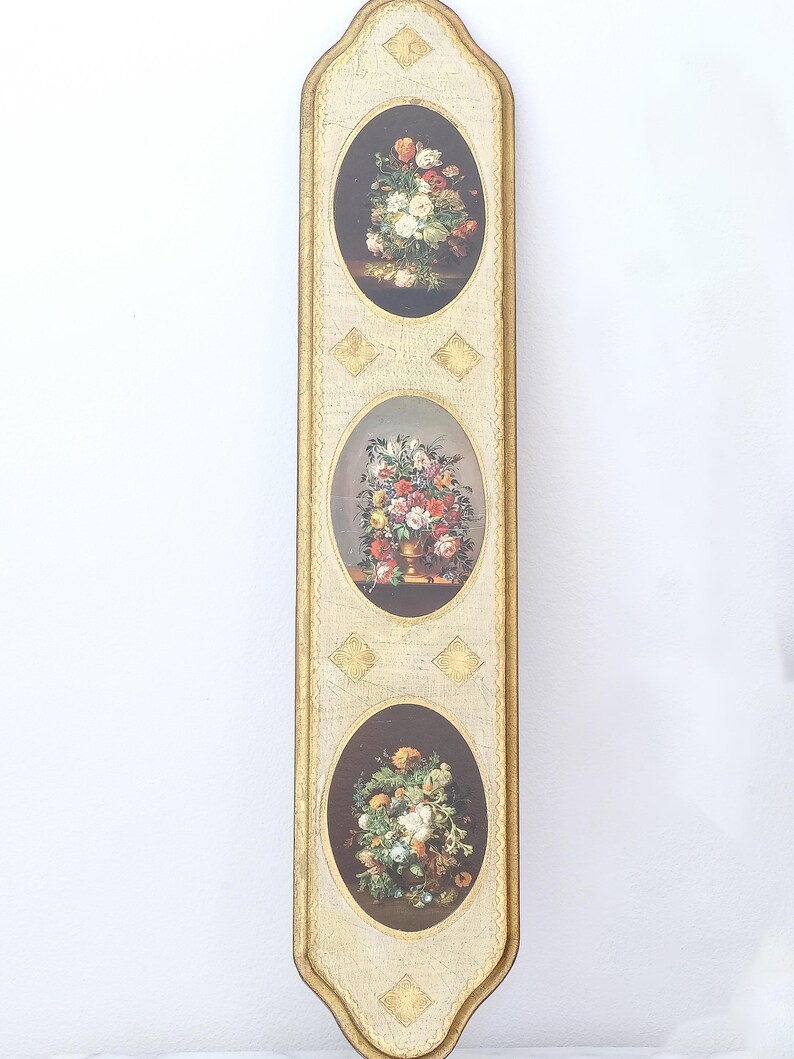 Floral Florentine Wood Wall Plaque, Italian Florentine Art - Etsy