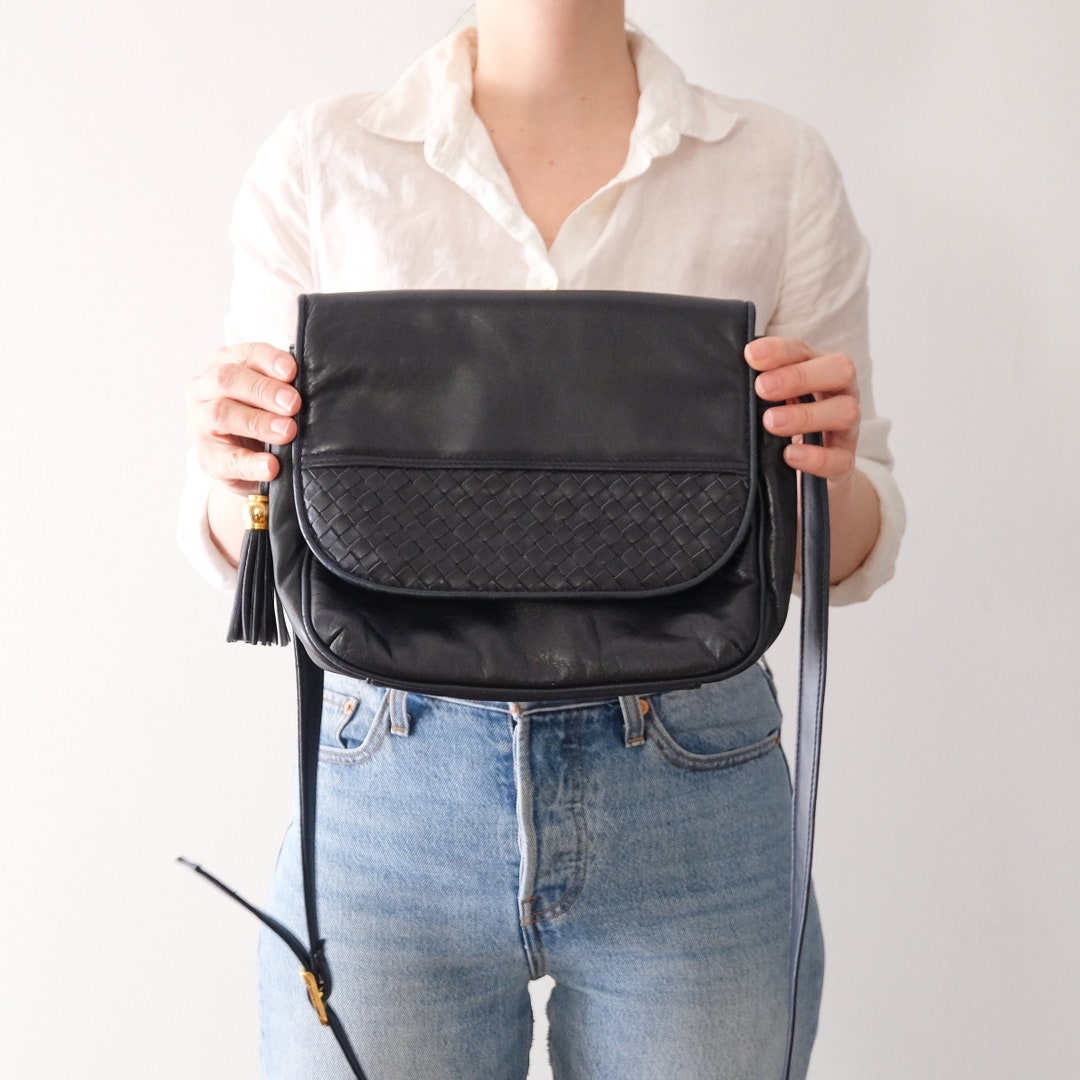 Vintage Braided Leather Crossbody Bag/purse, Navy Woven Leather Purse Etsy