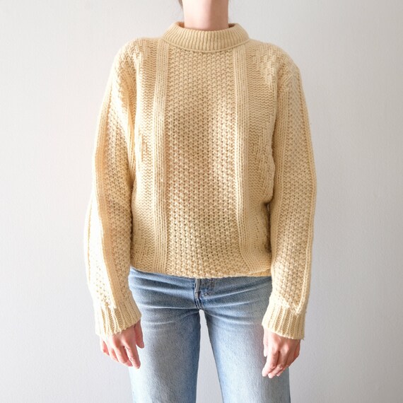 Vintage Wool Cream Sweater Fisherman Style Wool Sweater Etsy