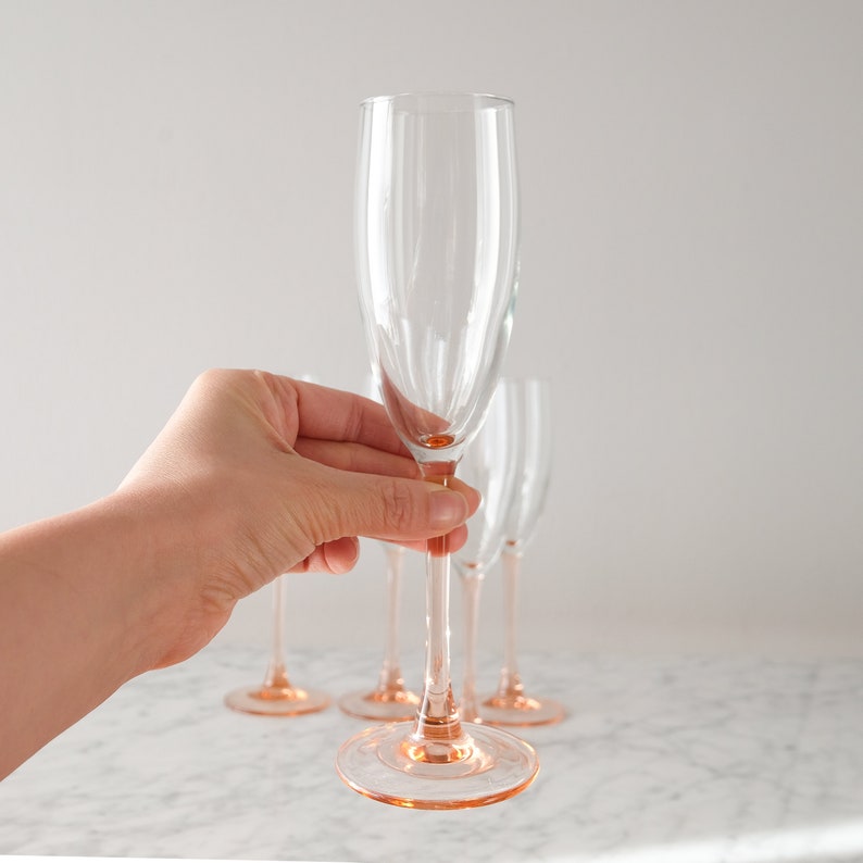 Vintage Luminarc Champagne Flutes Pink Champagne Flutes Etsy
