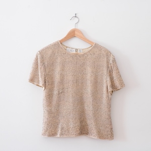 Vintage Black Silk Beaded Blouse/Top