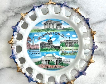 Vintage Washington D.C. Souvenir Plate, Landmarks Decorative Collector, Travel Vacation Wall Decor