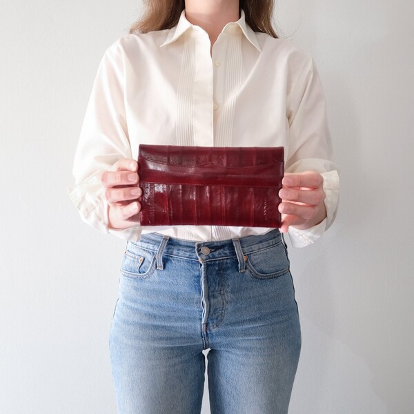 Vintage Red Leather Eel Skin Leather Wallet