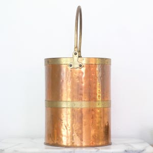 Copper & Brass Ice Bucket, Copper Estate Decor, Copper/Brass Barware, MCM Brass/Copper