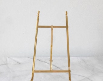 Vintage Brass Art Display Stand, Estate Home Decor, Folding Easle Display Stand