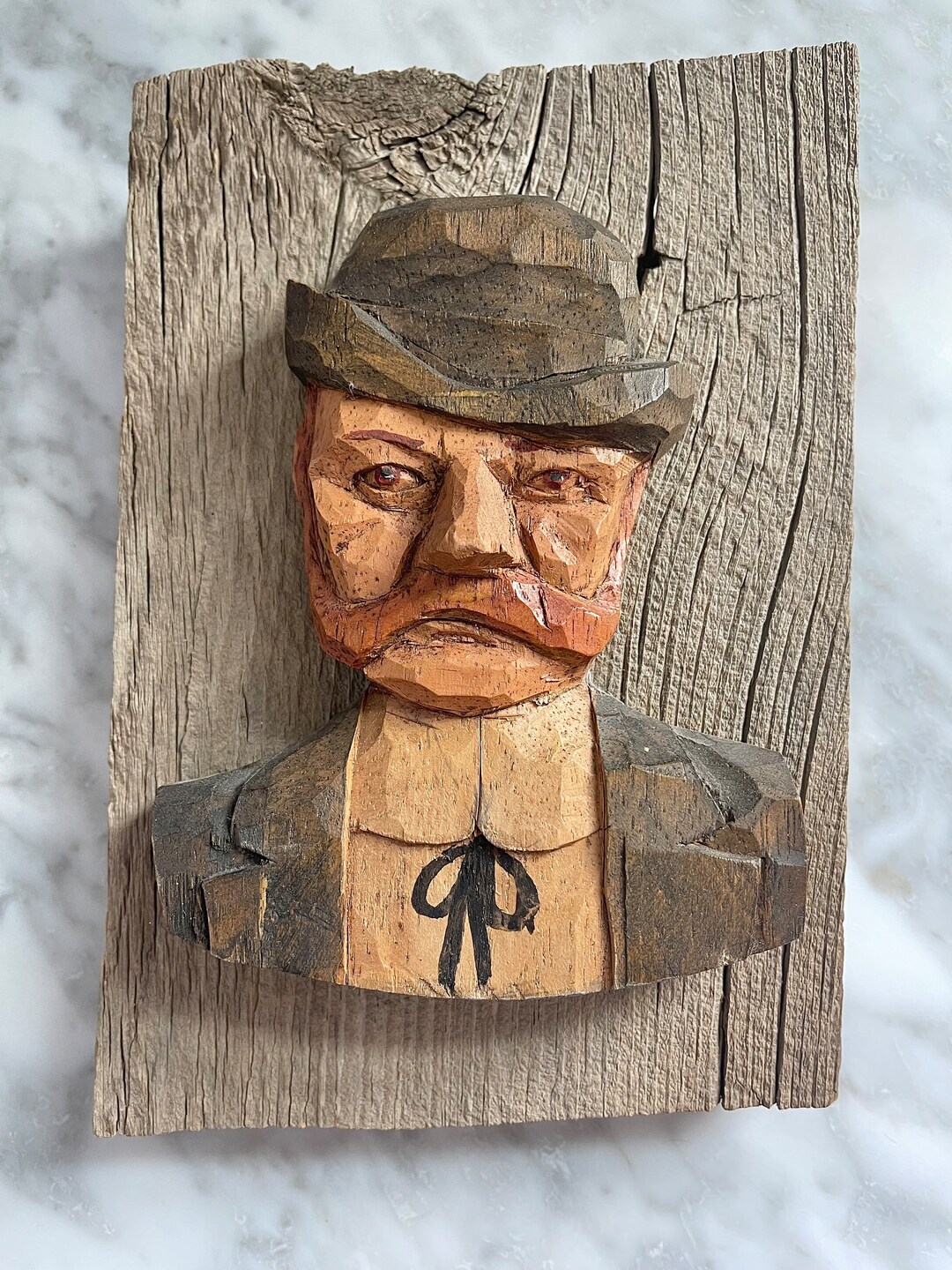 Wood Carved Portrait of Victorian Male, Male Portrait Carving, Vintage