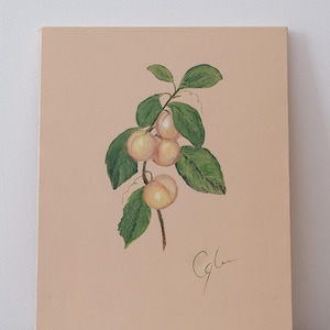 Peach Painting, Vintage Peach Art,  Fruit Artwork, Fruit Painting, Original Peach Painting