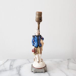 Male Colonial Figure Porcelain Lamp, Estate Home Decor, Colonial Decor