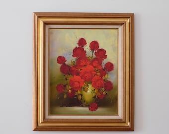Stunning Framed Floral Bouquet Painting, Flower Wall Art, Original Signed Oil Painting, Moody Floral Oil Painting, Estate Painting