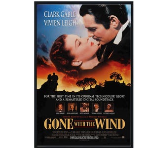 gone with the wind:clark gable vivien leigh movie vintage poster digital downloadable