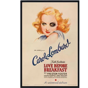 Love Before Breakfast,Carole Lombard,classic movie,vintage poster,digital download,Digital movie poster,digital downloadable poster
