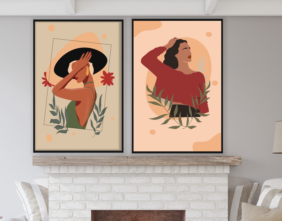 Boho Woman Art Print, Abstract Female Portrait (digital Download) - Etsy