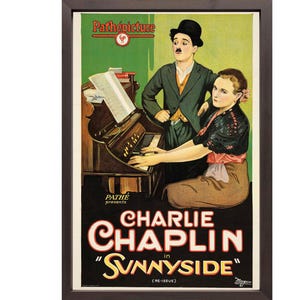 Charlie Chaplin Poster, Sunnyside Wall Art, Vintage Cinema Decor, Digital Download,