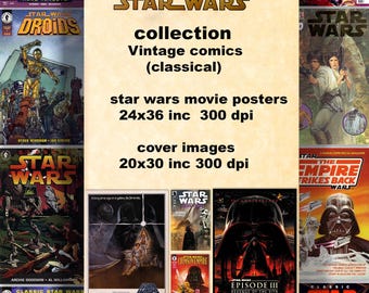 Star Wars: Colección digital de antología de cómics, conjunto de revistas vintage, póster de película, arte de pared, portada