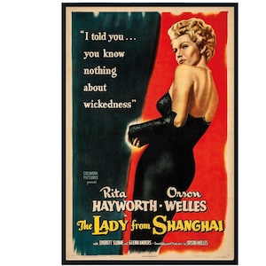 vintage movie poster,Digital movie poster,digital downloadable poster,classic cinema art,Hollywood classics,Rita Hayworth,Orson Welles,