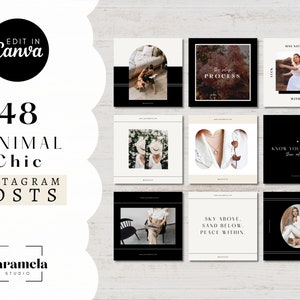 Luxury Instagram Post Templates | Chic IG Canva Templates | Social Media Business | Black & White Aesthetic | Minimal IG | Minimal Pearl