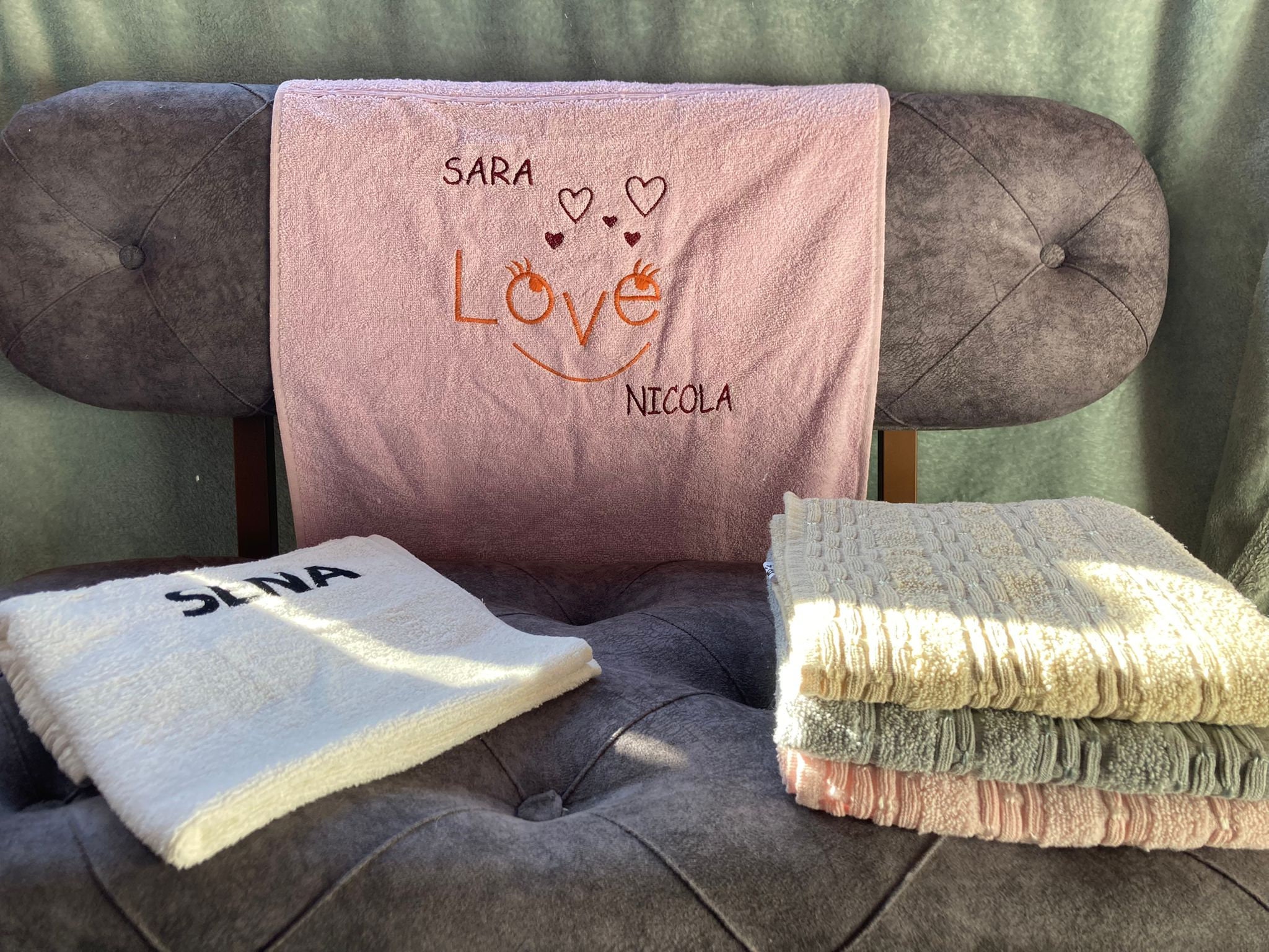 Personalised Embroidered Towels With Name or Text / Embroidery Etsy UK