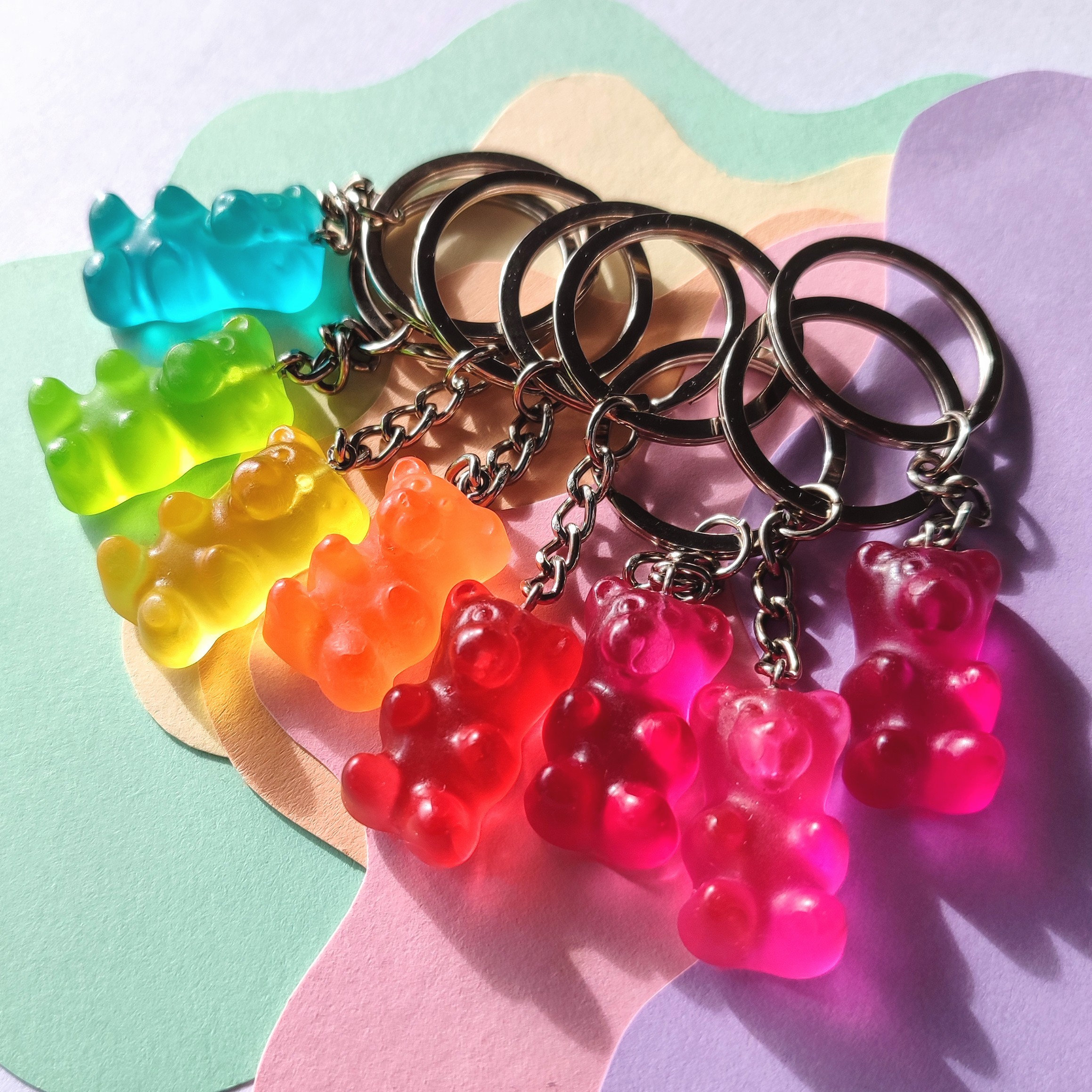 Buy Cute Gummy Bear Keyring Pink Purple Yellow Bear Keychain Online in  India 